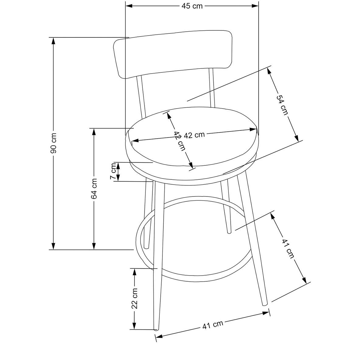 H115 barska stolica 45x54x90 cm crna/zlatna