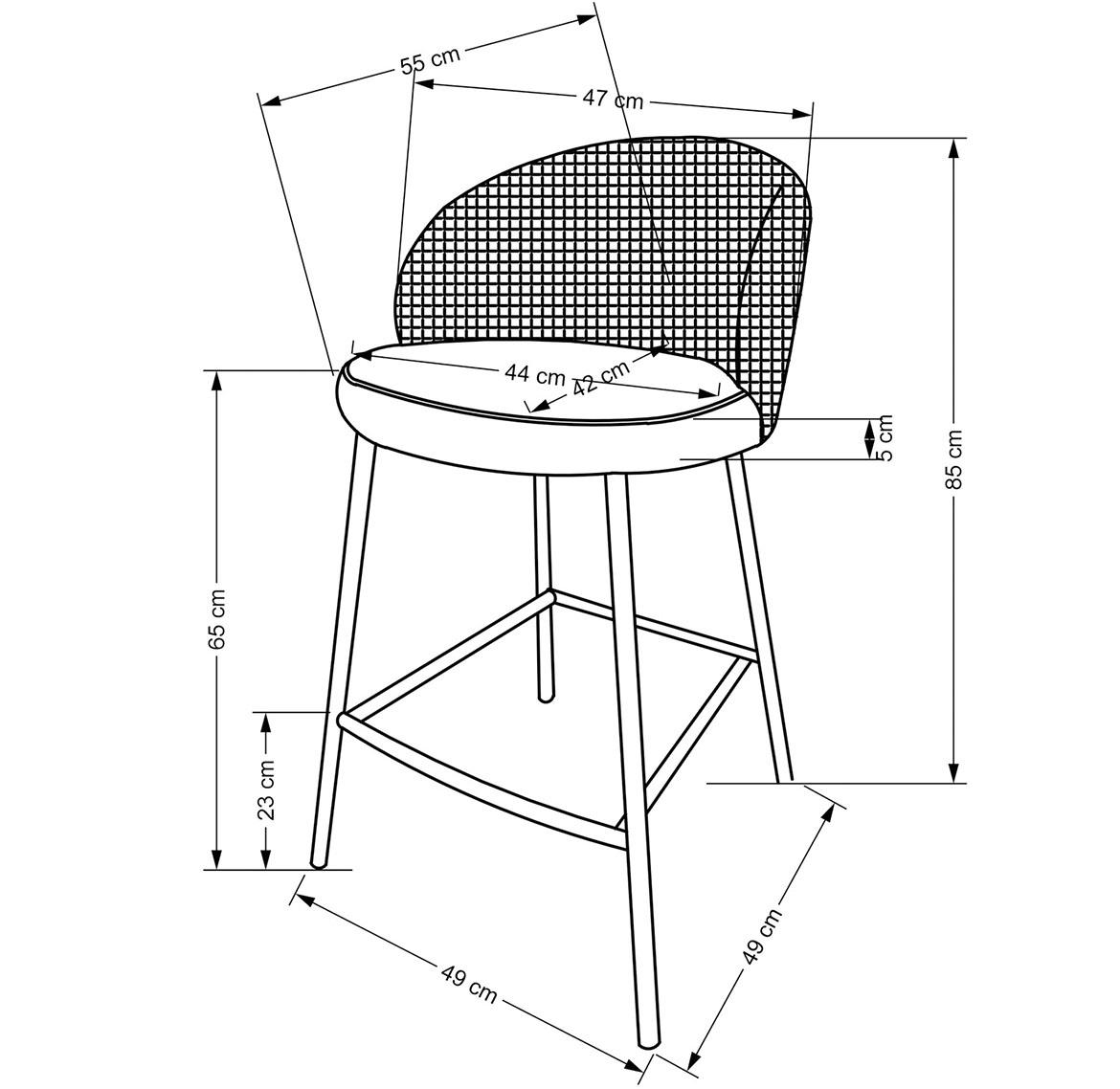 H113 barska stolica 47x55x85 cm bela/crna/zlatna