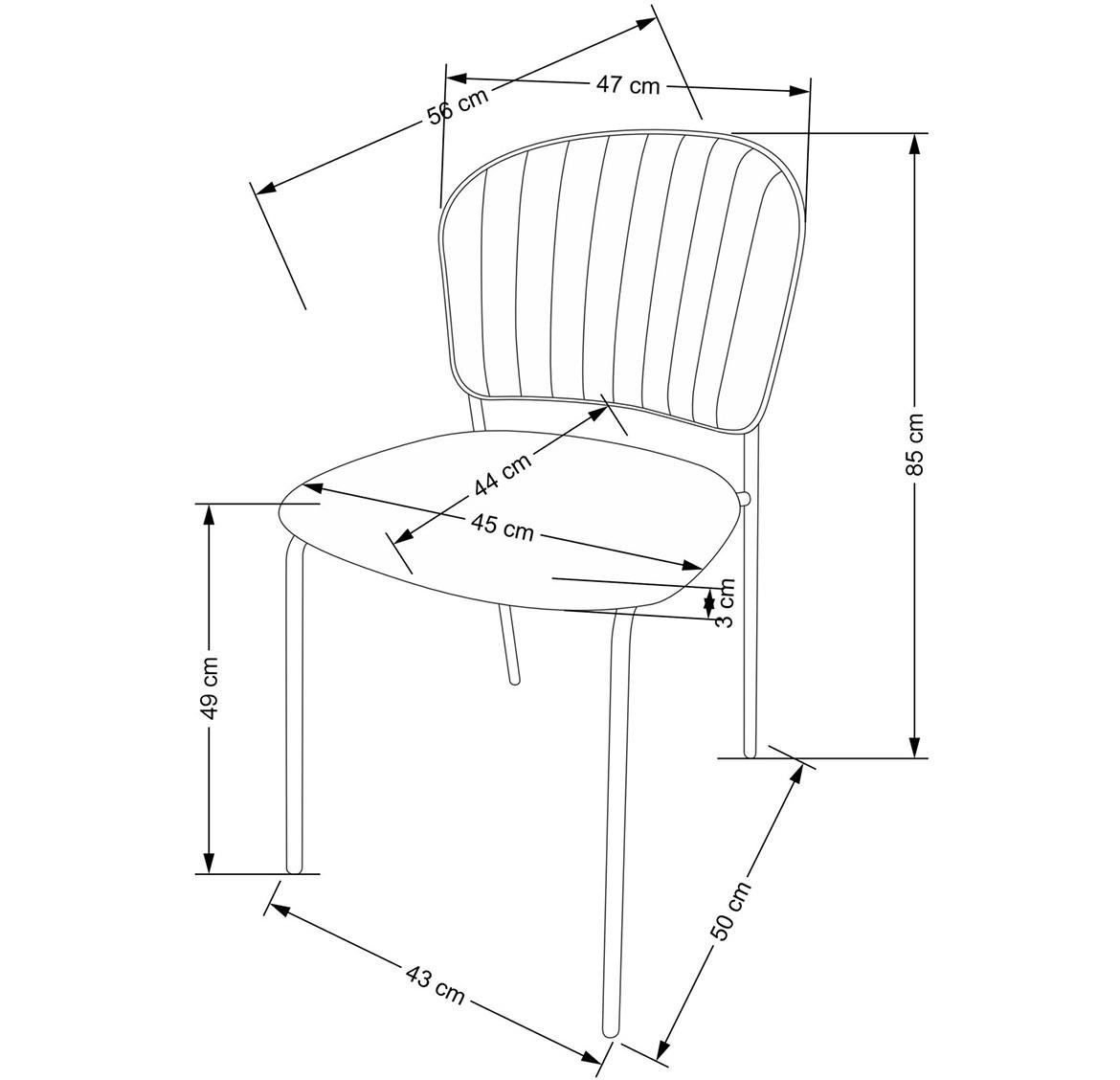 K499 stolica 47x56x85 cm siva