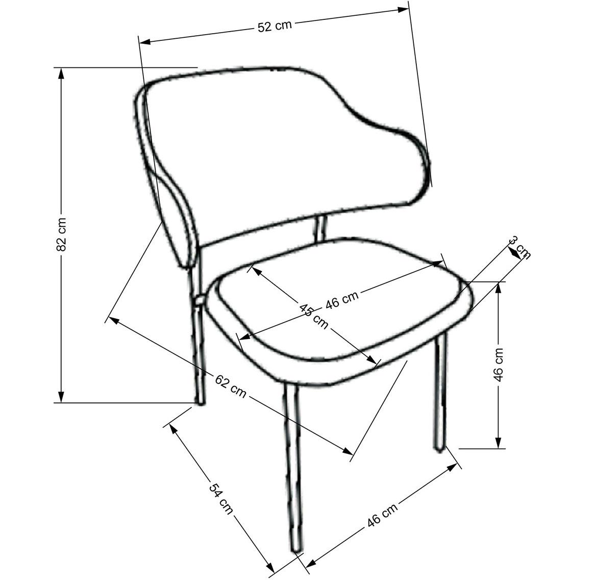 K497 stolica 52x60x82 cm siva