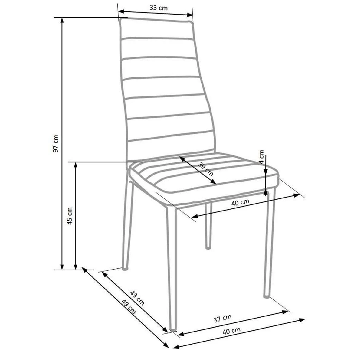 K70 stolica 41x50x98 cm crna