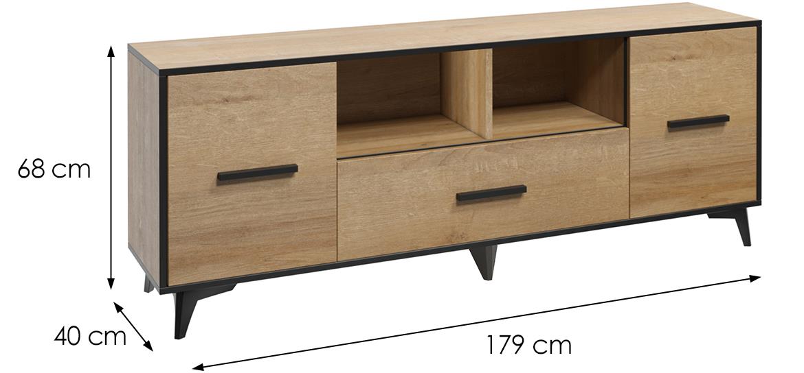 Frida II TV stalak 3 vrata + 2 police 179x40x68 cm natur (riviera hrast)