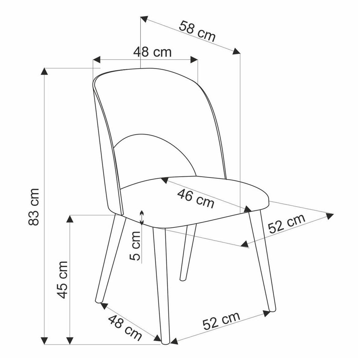 CADIZ stolica 52x58x83 cm siva/natur