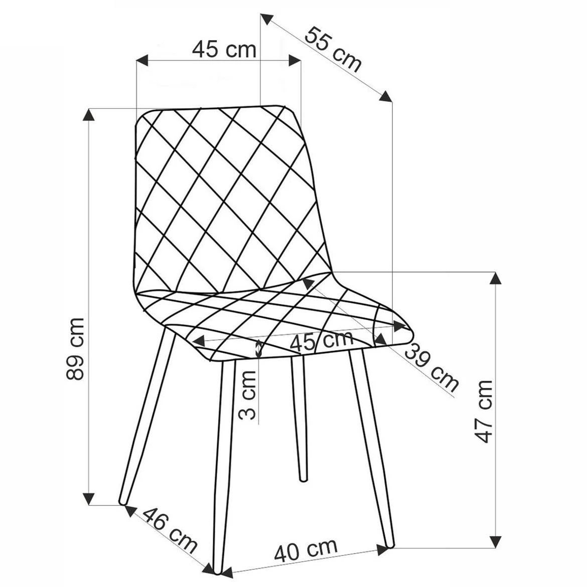 K525 stolica 45x55x89 cm senf