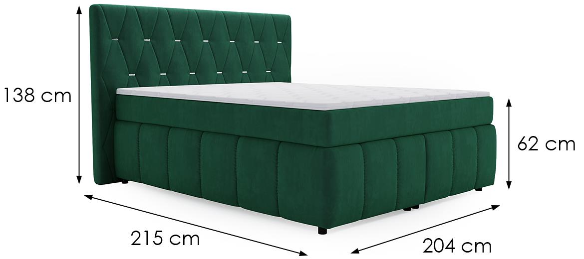 Rosa Salvador 07 boxspring krevet 204x215x138 cm zeleni