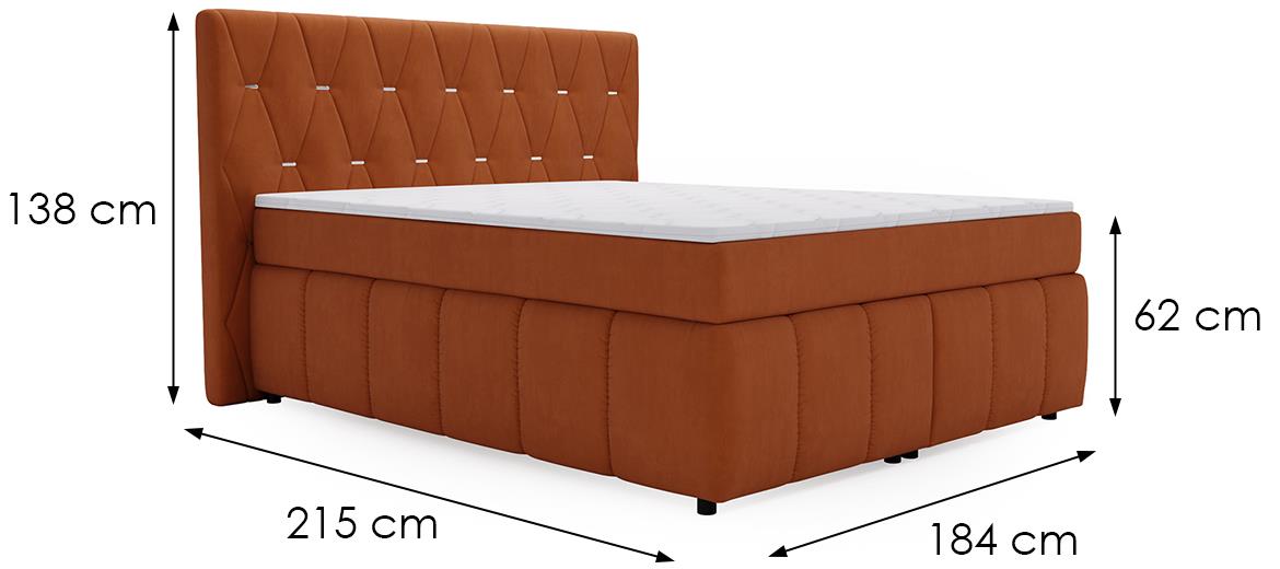 Rosa Salvador 15 boxspring krevet 184x215x138 cm narandžasti