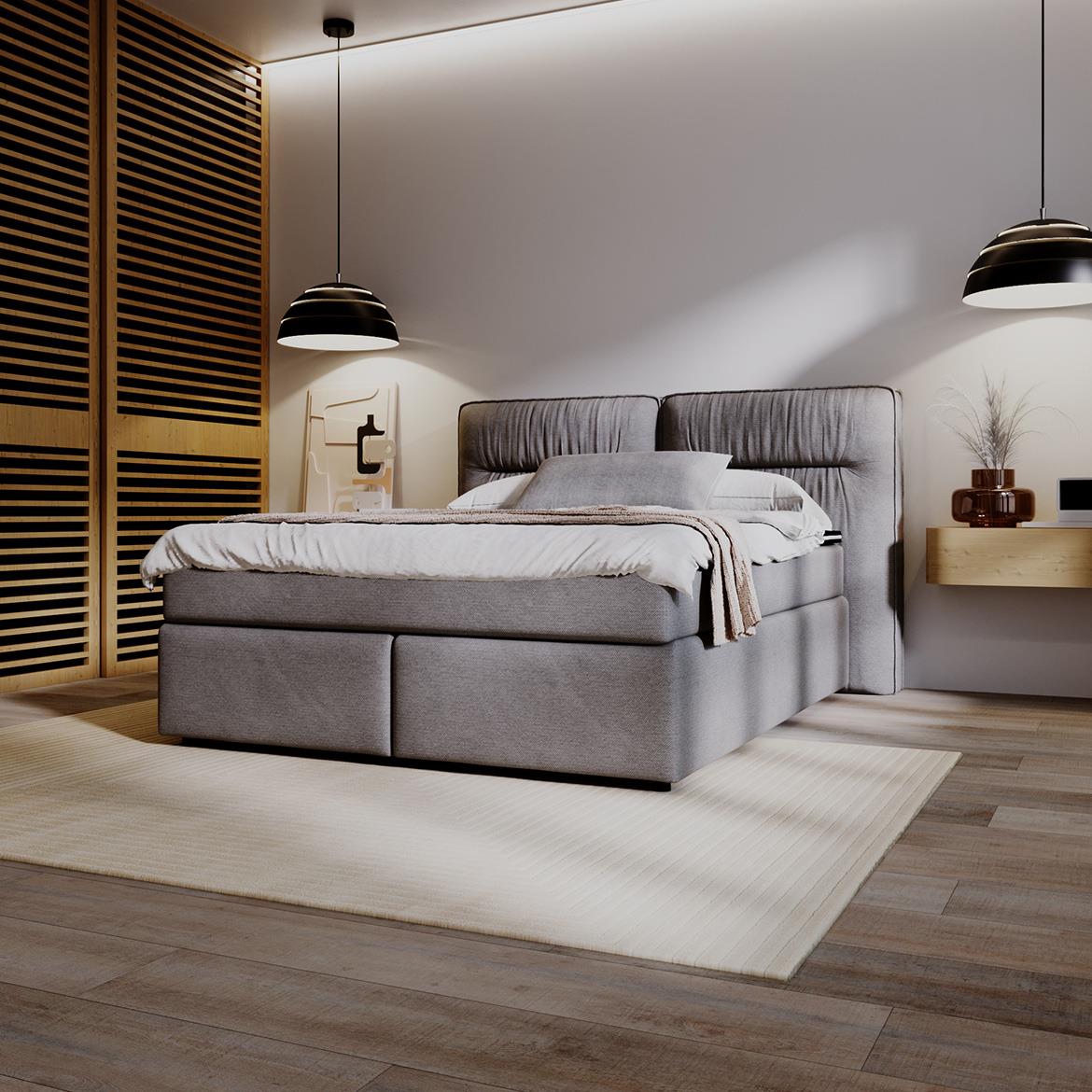 Lisbon Glow 19 boxspring krevet 205x218x128 cm sivi