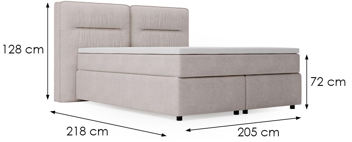 Lisbon Glow 14 boxspring krevet 205x218x128 cm sivi