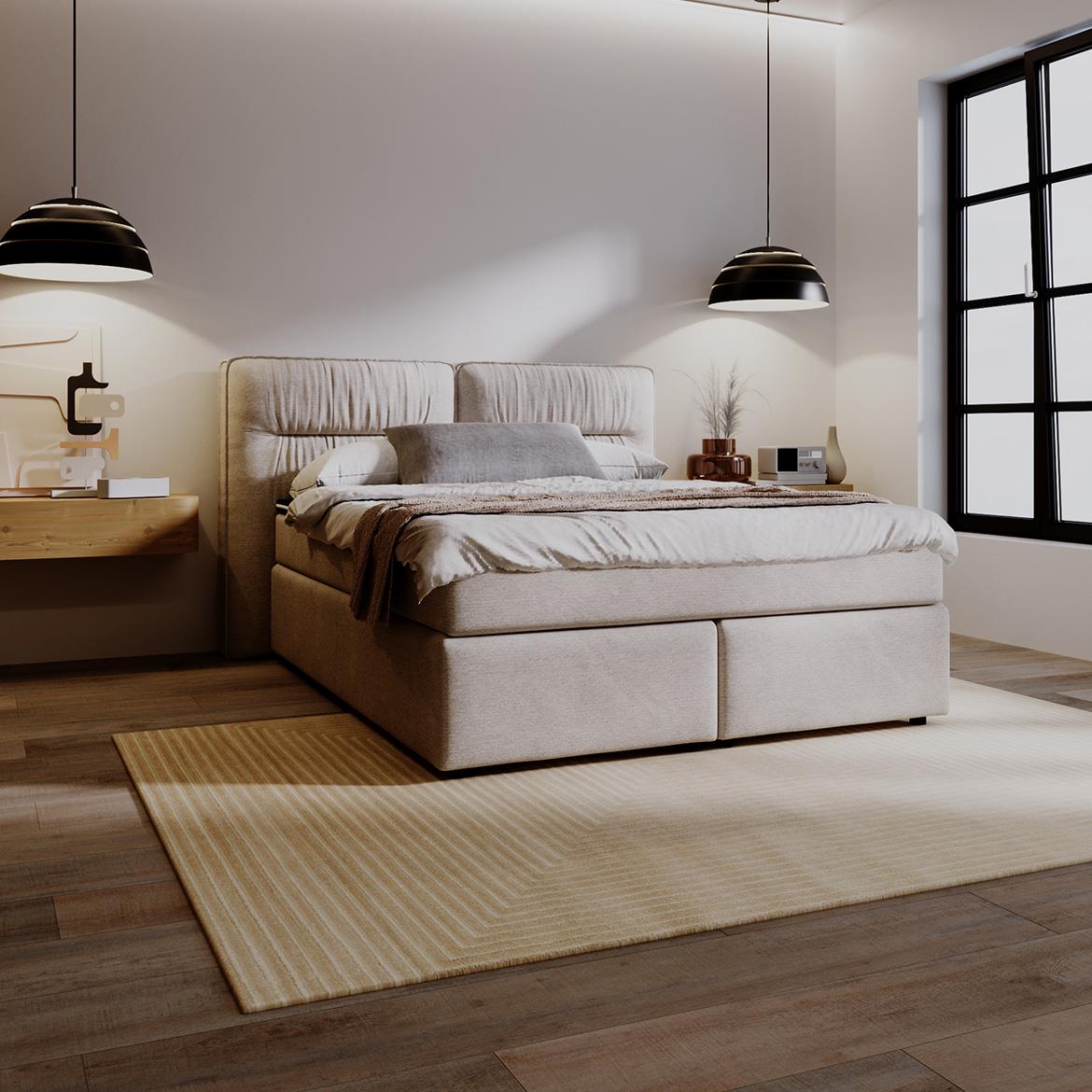 Lisbon Glow 14 boxspring krevet 205x218x128 cm sivi