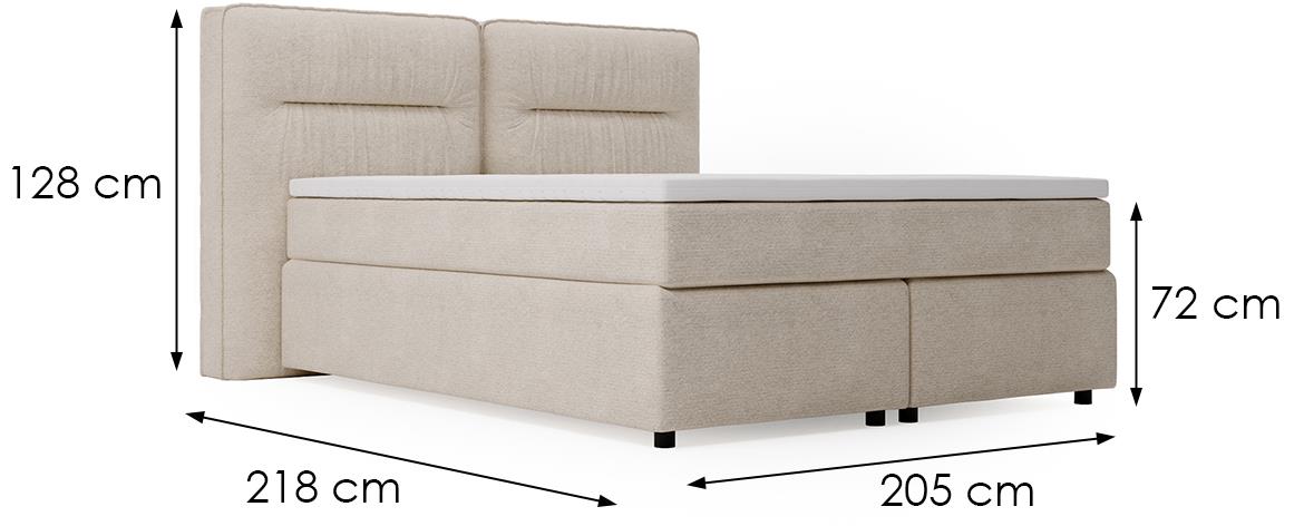 Lisbon Glow 3 boxspring krevet 205x218x128 cm sivi