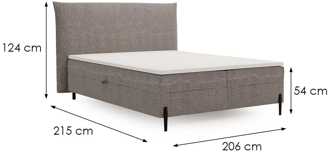 Foxy Over the Horizon 90 boxspring krevet 206x215x124 cm sivi