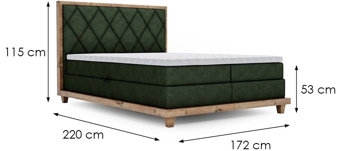 Boston Legacy 09 boxspring krevet 192x220x115 cm zeleni