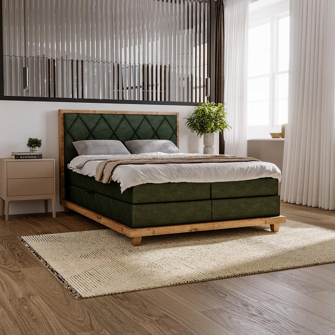 Boston Legacy 09 boxspring krevet 192x220x115 cm zeleni