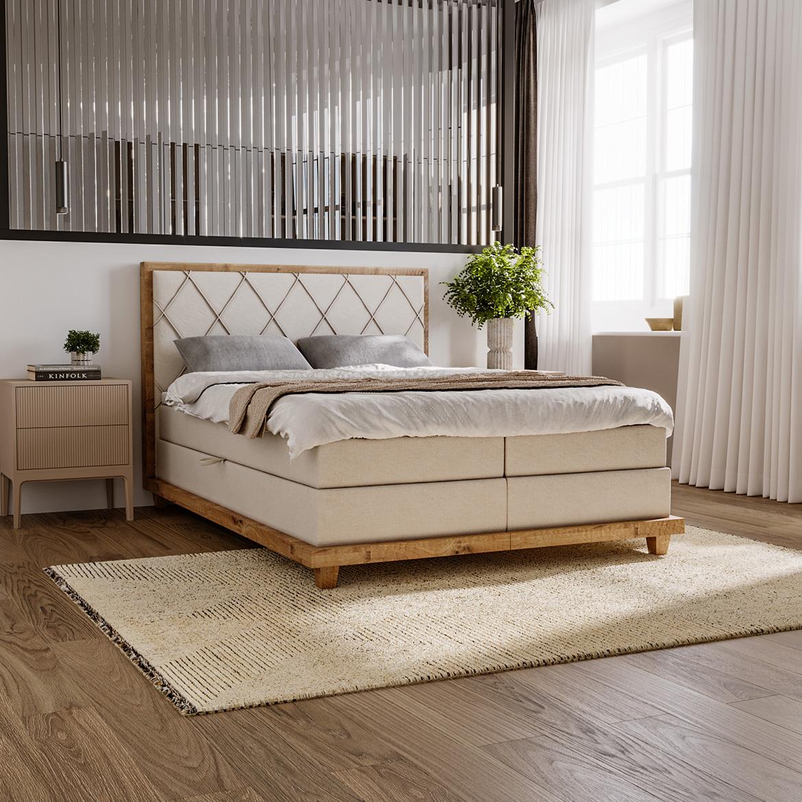 Boston Legacy 01 boxspring krevet 192x220x115 cm bež