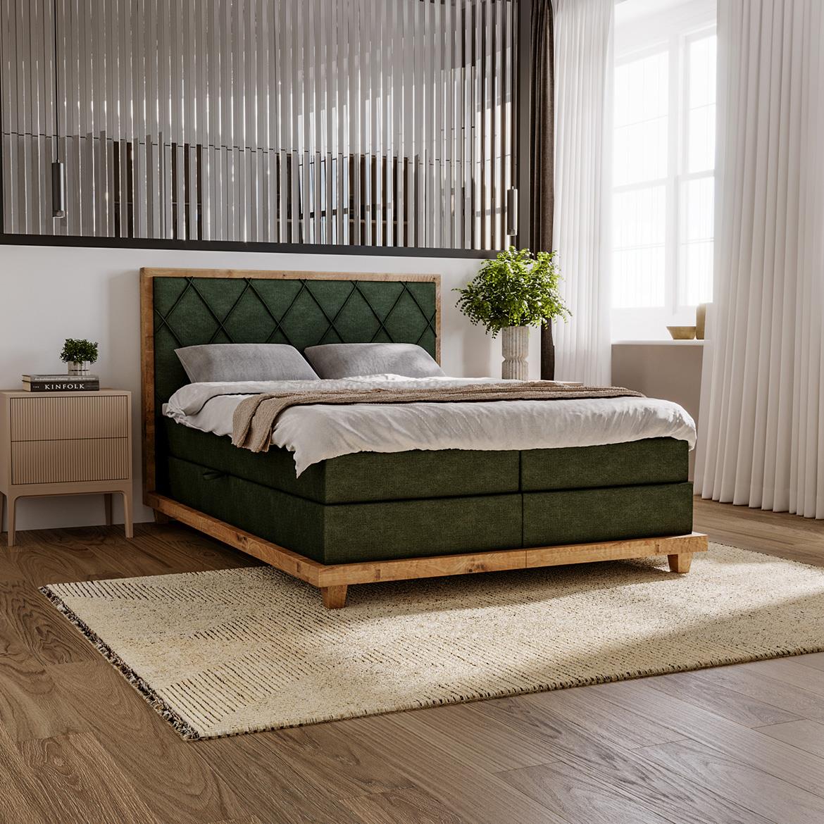 Boston Legacy 09 boxspring krevet 172x220x115 cm zeleni