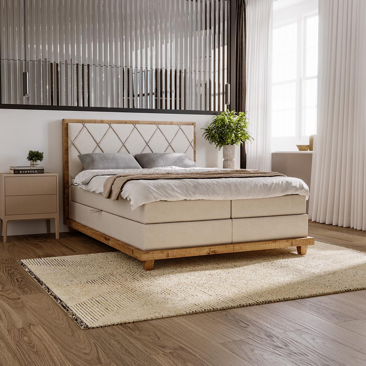 Boston Legacy 01 boxspring krevet 172x220x115 cm bež