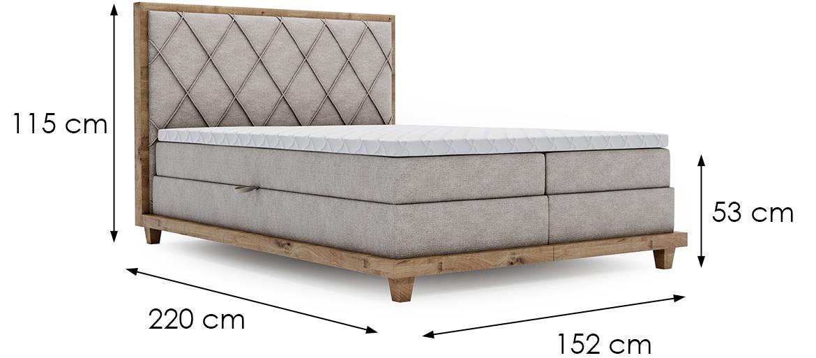 Boston Legacy 20 boxspring krevet 152x220x115 cm sivi