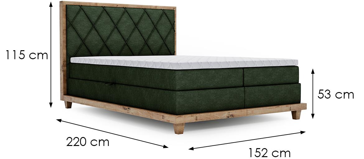 Boston Legacy 09 boxspring krevet 152x220x115 cm zeleni