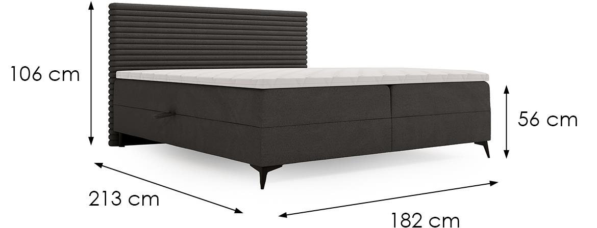 Point Vito 16/Lapit 16 boxspring krevet 182x213x106 cm tamno sivi