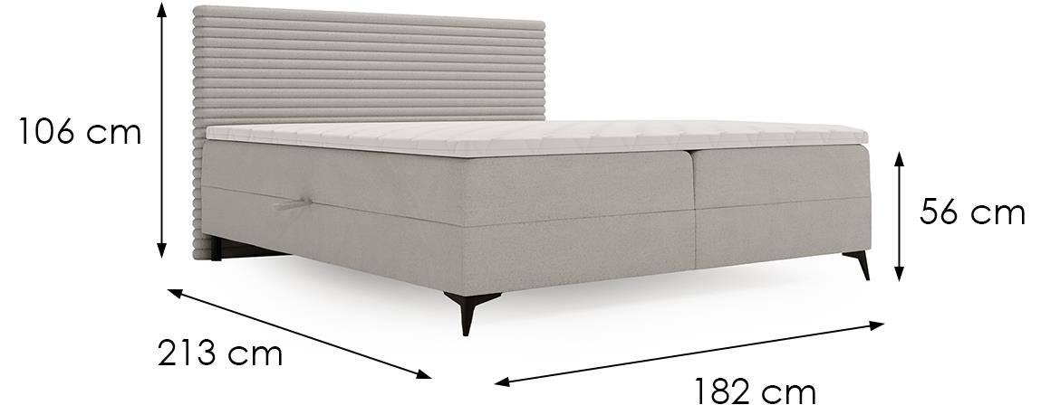 Point Vito 03/Lapit 03 boxspring krevet 182x213x106 cm sivi