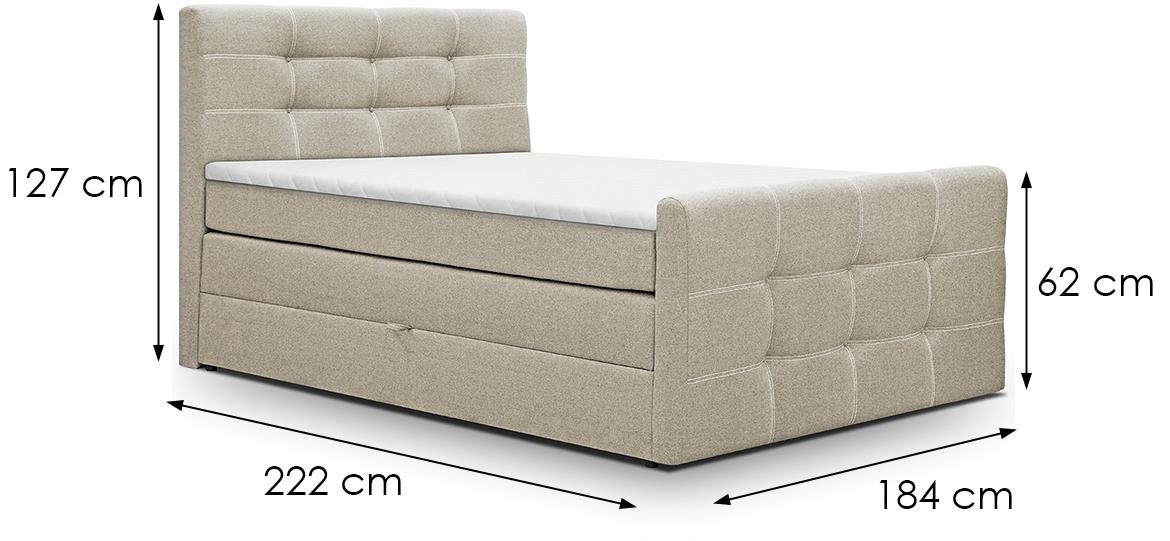 Bling II Inari 22 boxspring krevet 184x222x127 cm bež