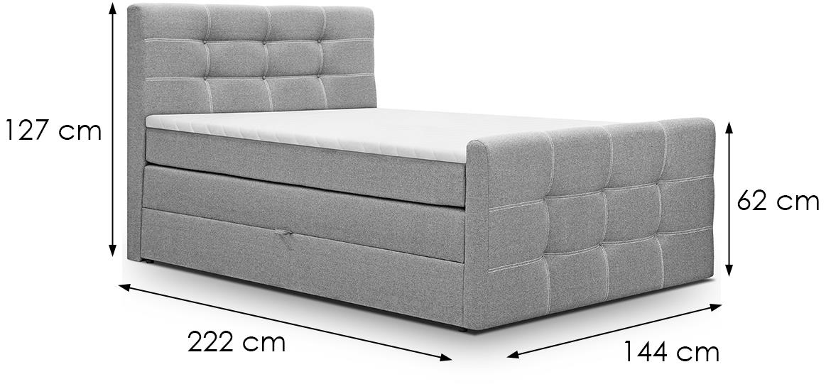 Bling II Inari 91 boxspring krevet 144x222x127 cm sivi