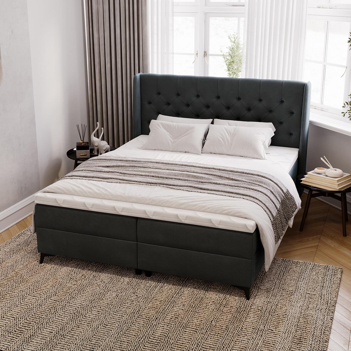 Zara Vega 99 boxspring krevet 192x213x118 cm crni