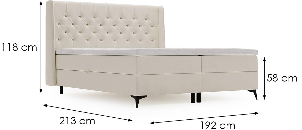 Zara Vega 02 boxspring krevet 192x213x118 cm bež