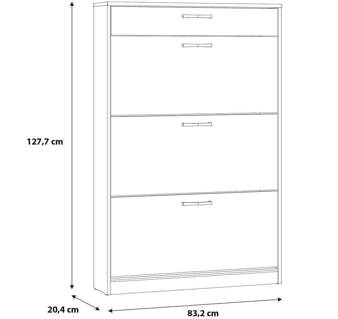 Niko nikd321-d78 cipelarnik 3 vrata+1 fioka 83,2x20,4x127,7 cm natur (artisan hrast)