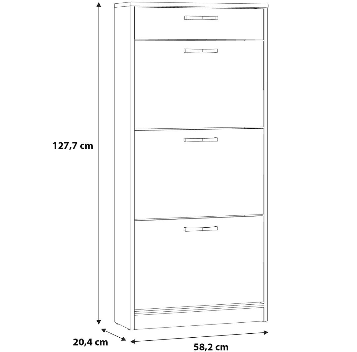 NIKO nikd311-d78 cipelarnik 3 vrata+1 fioka 58,2x20,4x127,7 cm natur (artisan hrast)