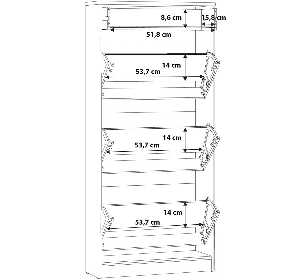 NIKO nikd311-d78 cipelarnik 3 vrata+1 fioka 58,2x20,4x127,7 cm natur (artisan hrast)