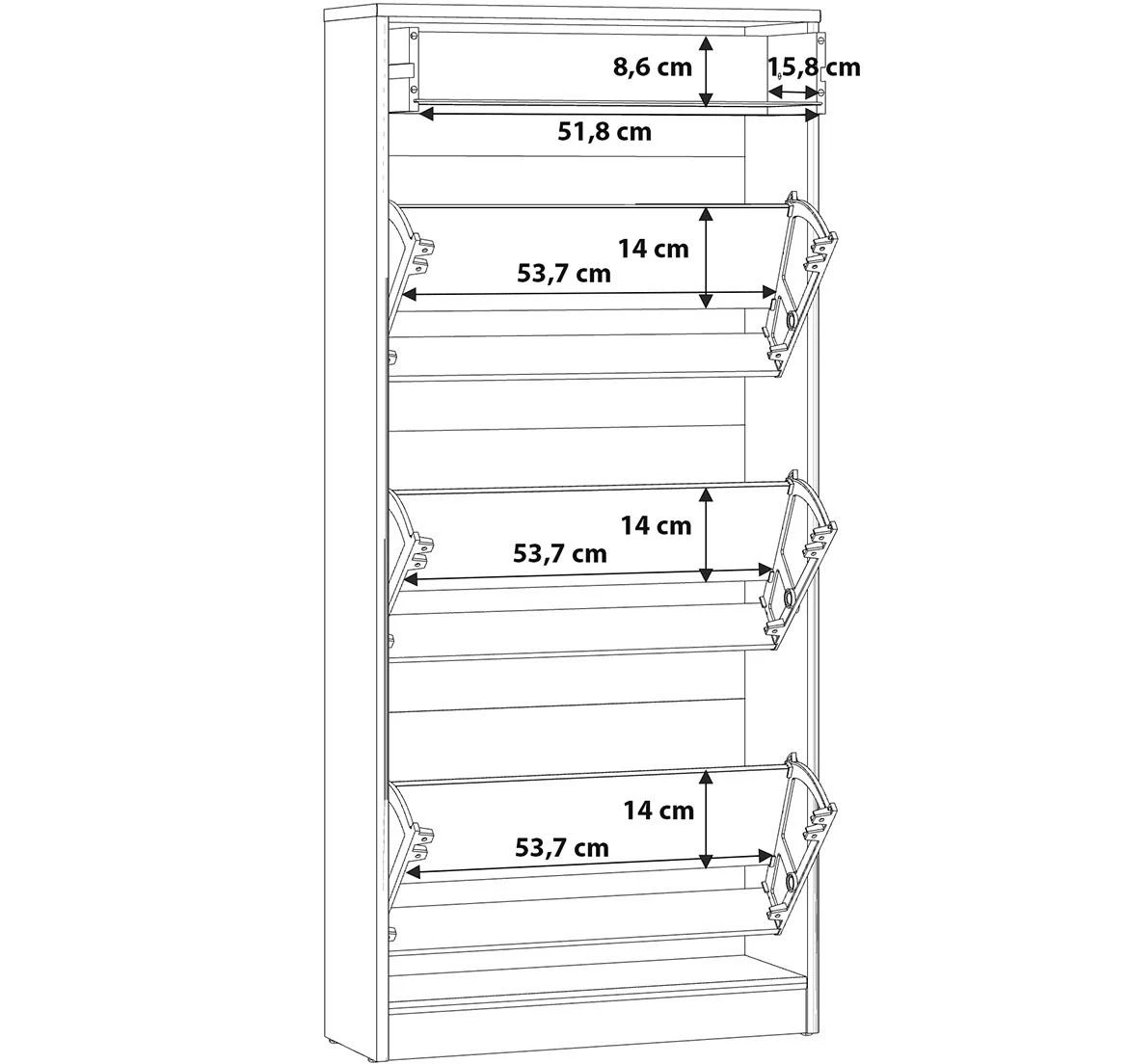 NIKO nikd311-d78 cipelarnik 3 vrata+1 fioka 58,2x20,4x127,7 cm natur (artisan hrast)