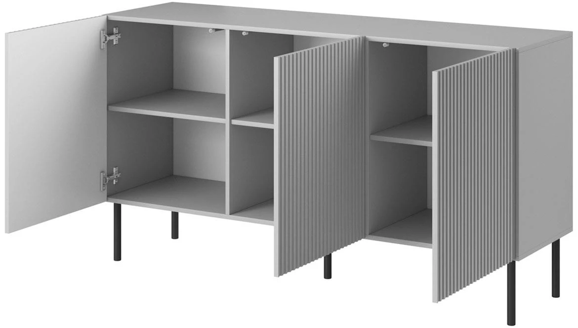 Asensio KM-1 komoda 3 vrata 150x42x81 cm siva
