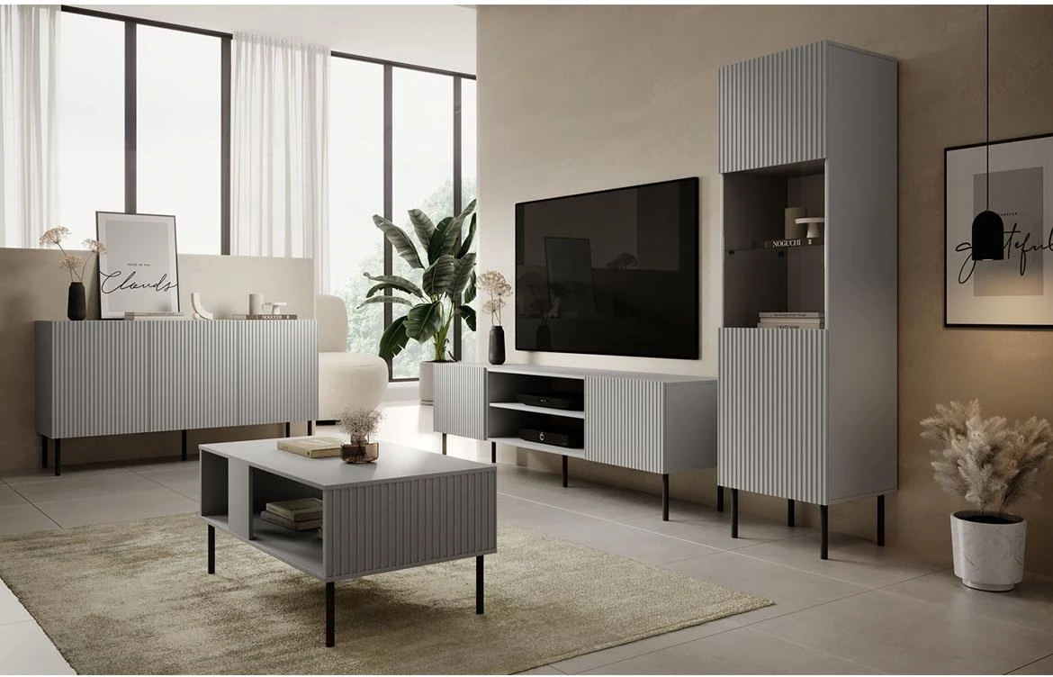 Asensio KM-1 komoda 3 vrata 150x42x81 cm siva