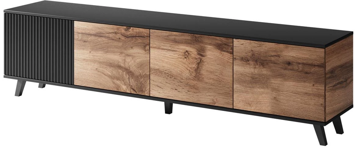 Random RTV-3 TV komoda 4 vrata 200x40x52 cm natur (Votan hrast)/crni