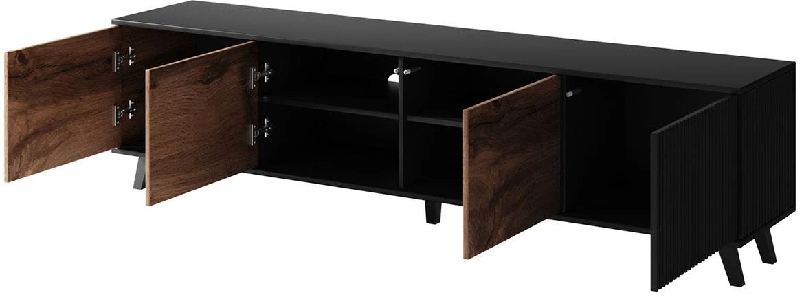 Random RTV-3 TV komoda 4 vrata 200x40x52 cm natur (Votan hrast)/crni