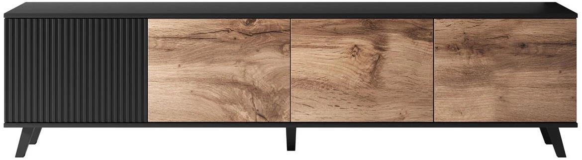 Random RTV-3 TV komoda 4 vrata 200x40x52 cm natur (Votan hrast)/crni