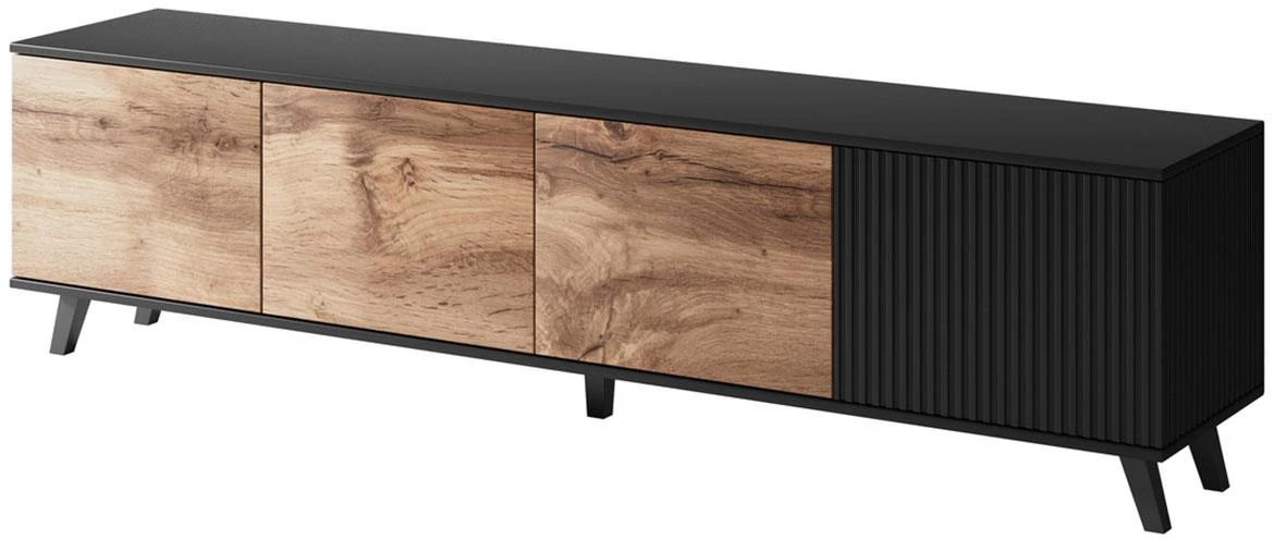 Random RTV-3 TV komoda 4 vrata 200x40x52 cm natur (Votan hrast)/crni