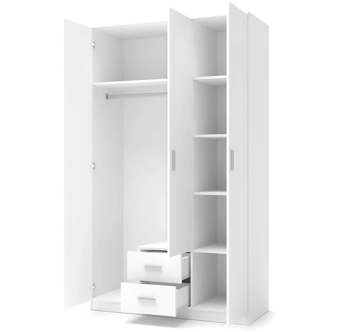 Lima S-3 ormar 2 fioke + 3 vrata 120x52x205 cm beli