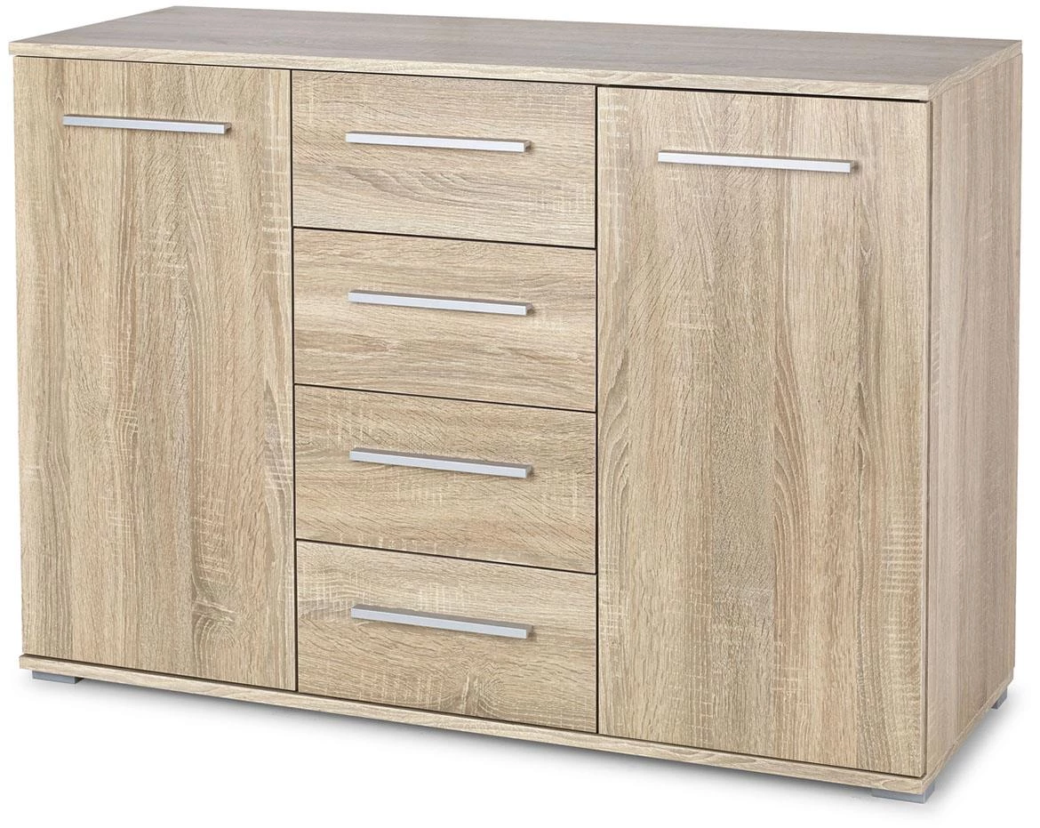 Lima KM-4 komoda 4 fioke + 2 vrata 116x40x82 cm natur (Sonoma hrast)
