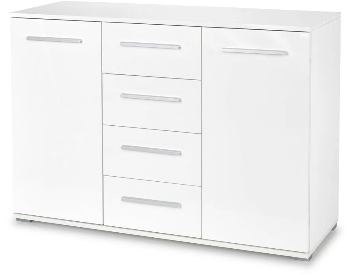 Lima KM-4 komoda 4 fioke + 2 vrata 116x40x82 cm bela