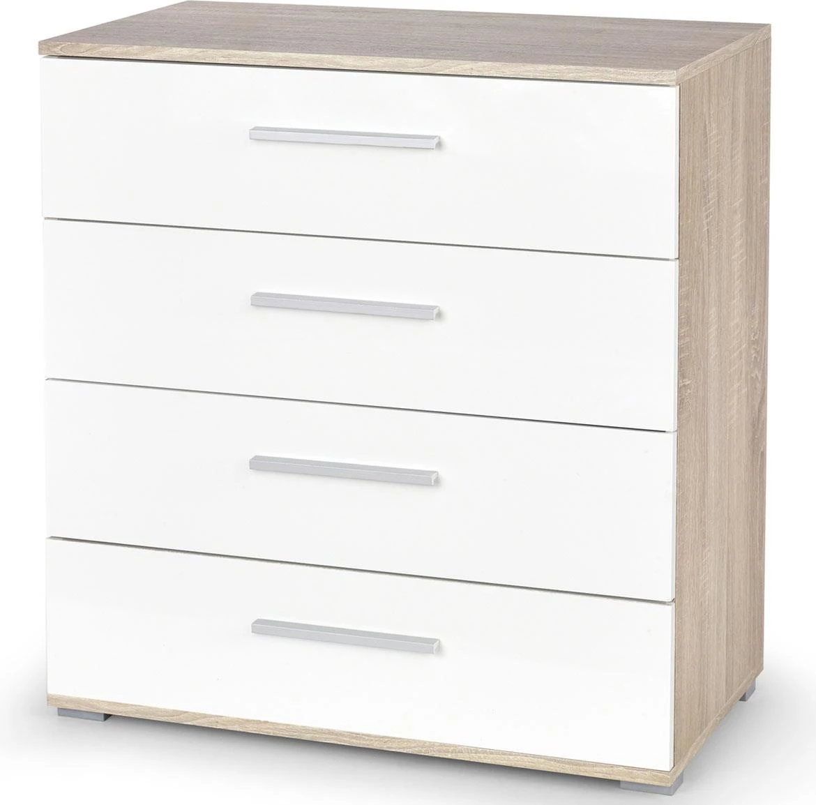 Lima KM-3 komoda 4 fioke 77x40x82 cm natur (Sonoma hrast)/bela