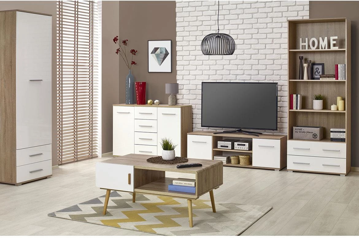 Lima KM-3 komoda 4 fioke 77x40x82 cm natur (Sonoma hrast)/bela