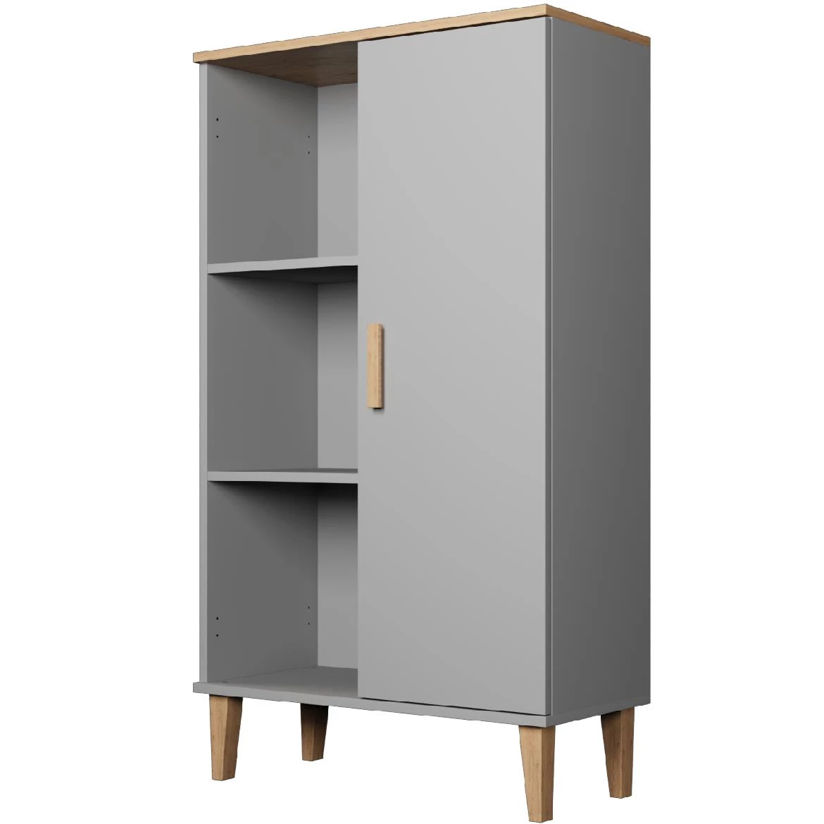 Denver vitrina 1 vrata + 3 police 80x35x120 cm siva/natur (Hikora)