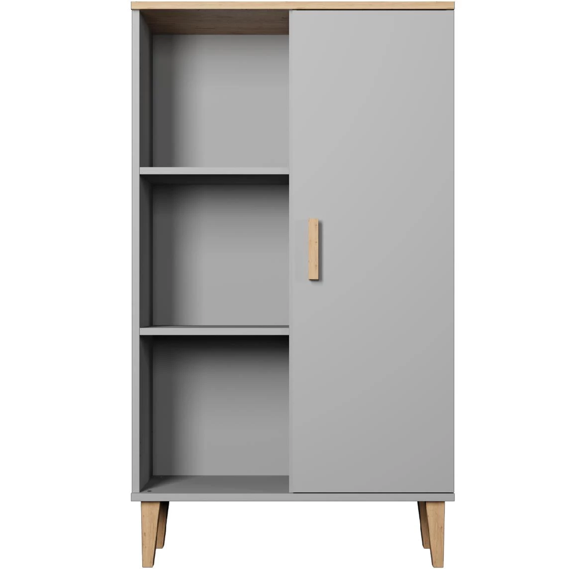 Denver vitrina 1 vrata + 3 police 80x35x120 cm siva/natur (Hikora)