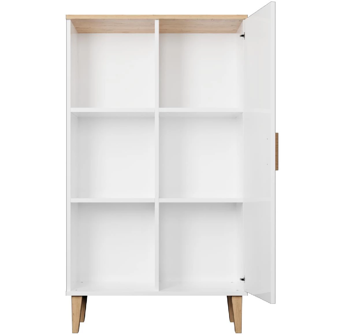 Denver vitrina 1 vrata + 3 police 80x35x120 cm bela/natur (Hikora)