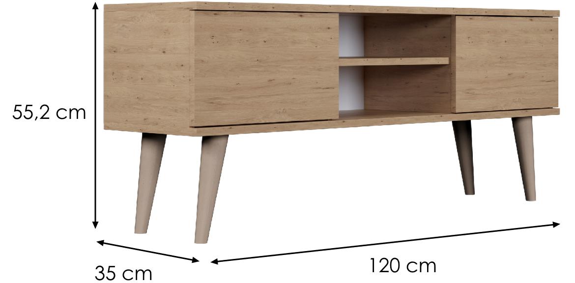 Toronto TV komoda 2 vrata + 2 police 120x35x55,2 cm natur (Artisan hrast)