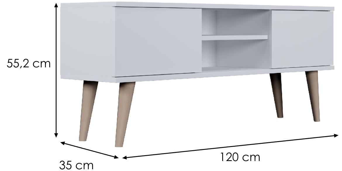 Toronto TV komoda 2 vrata + 2 police 120x35x55,2 cm bela