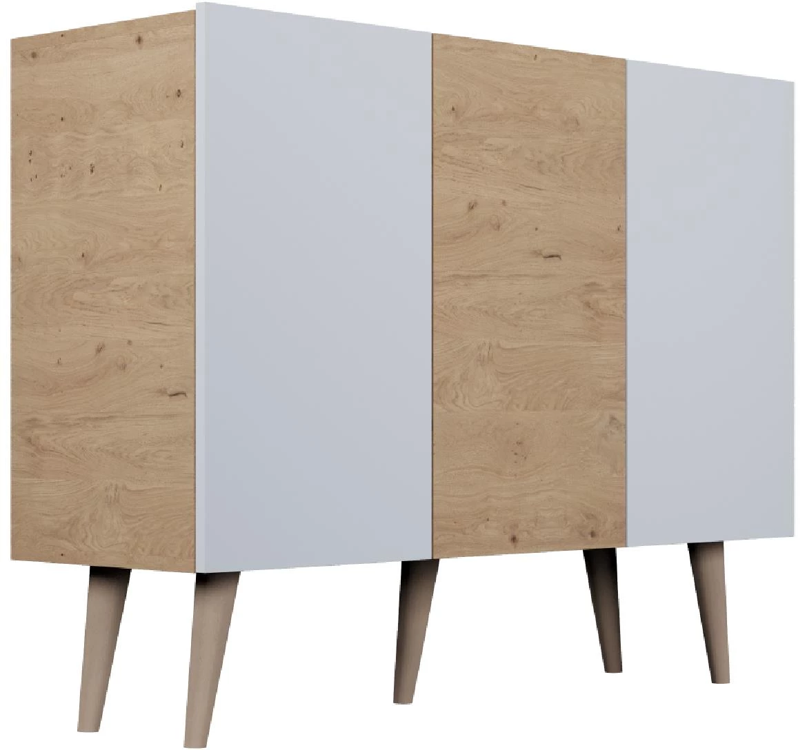 Toronto komoda 3 vrata 120x39,9x95,5 cm natur (Artisan hrast)/bela