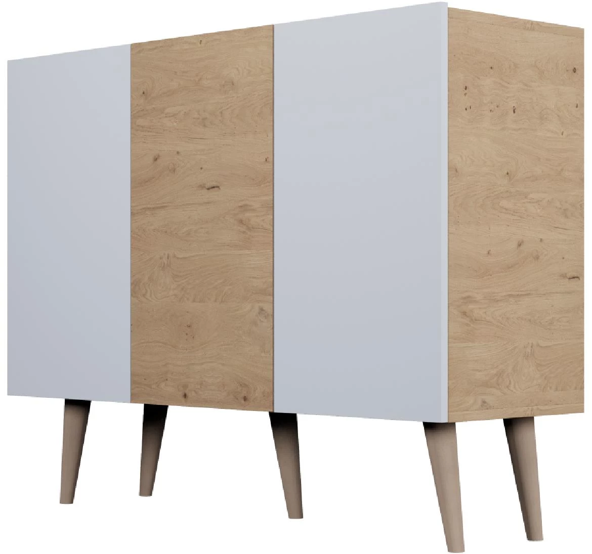 Toronto komoda 3 vrata 120x39,9x95,5 cm natur (Artisan hrast)/bela